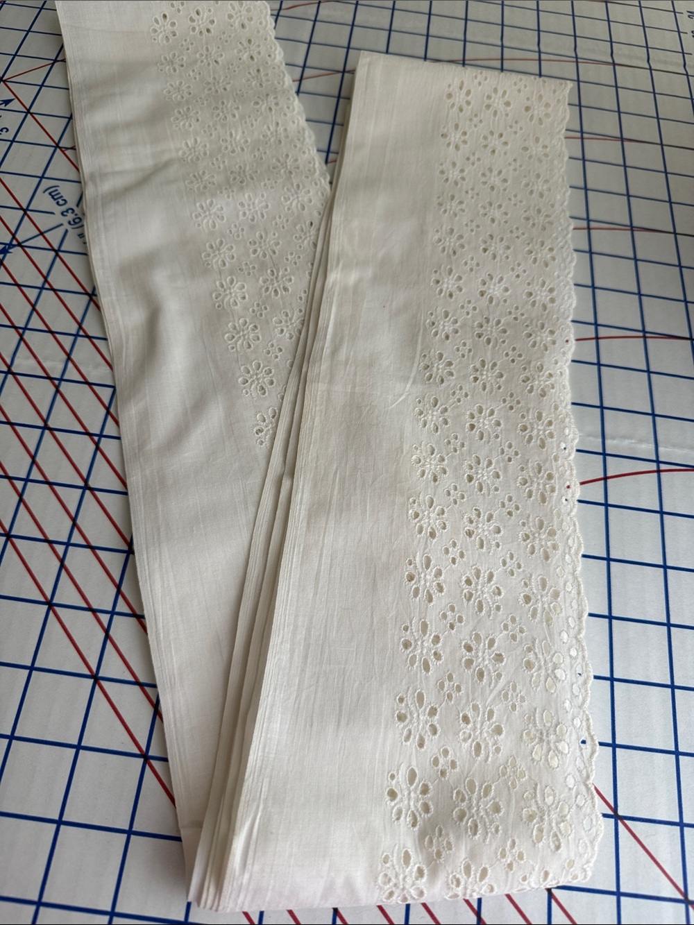Vintage Cotton Eyelet Embroidered Edging 6 Yards x 5” Cream Floral Scalloped